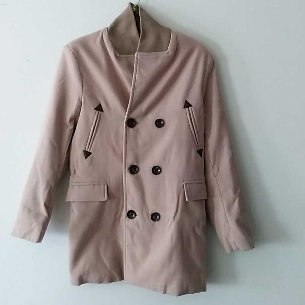PkP Men's Beige Modern Long Trench Coat size M